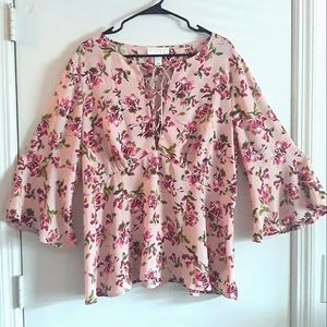 DONATED 6/30/2024 - 2X Floral Rose Blush Plus Blouse